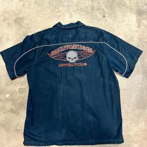 Harley-Davidson Vintage Embroidered V-Twin Power Mechanic Work Shirt size Xl